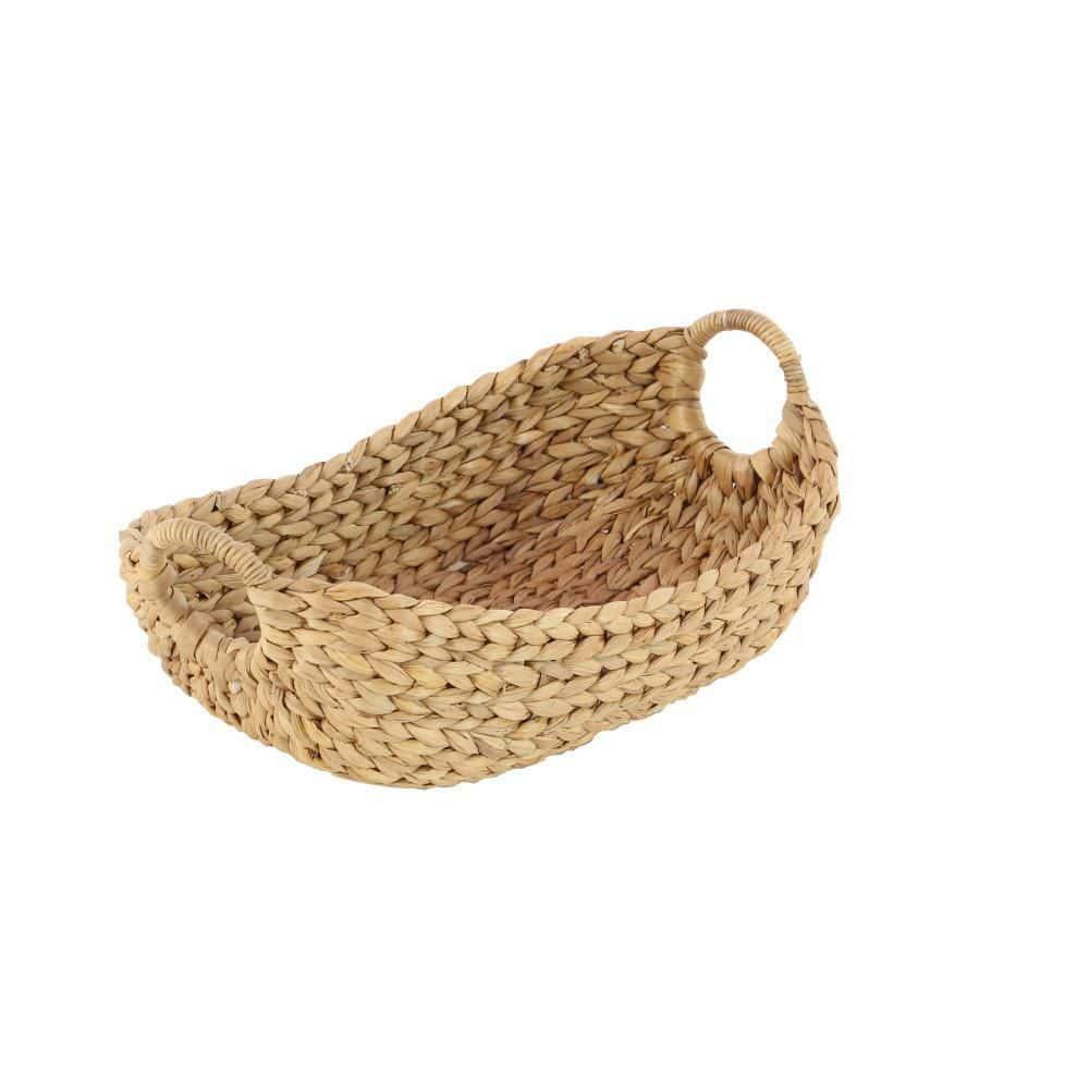 DecMode 23", 21", 19", 16", Brown Seagrass Handmade Storage Basket with Metal Handles, 5-Pieces