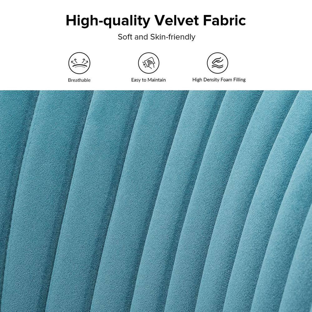 Upholstered Wingback Accent Slipper Chair Side Armless Sofa Tufted Back Golden Legs Dining Home Living Room Bedroom Adult Blue