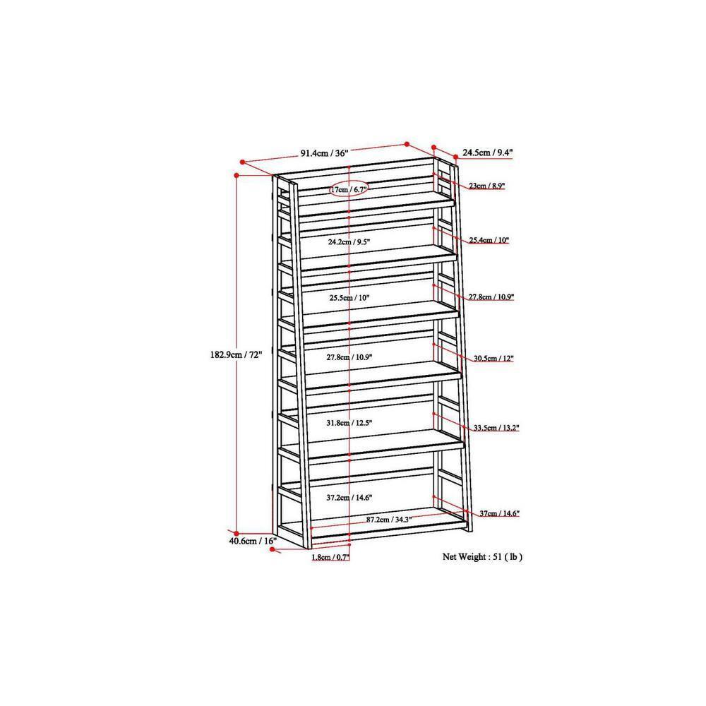 Simplihome Wide Bookcase, Acadian, Walnut