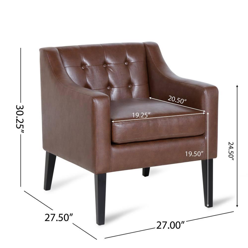 Noble House Annisa Faux Leather Club Chair, Dark Brown and Espresso