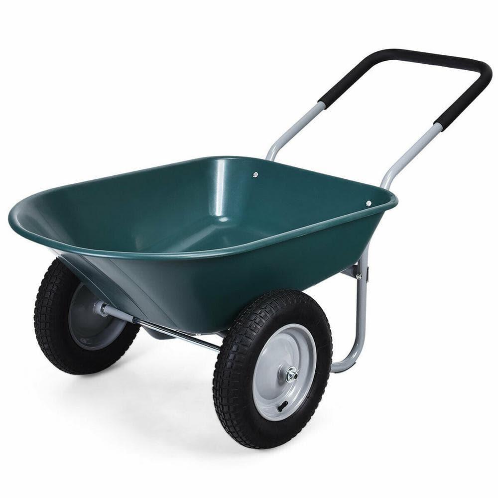 Costway 2 Tire Wheelbarrow Cart Heavy-duty Dolly Utility Cart Green