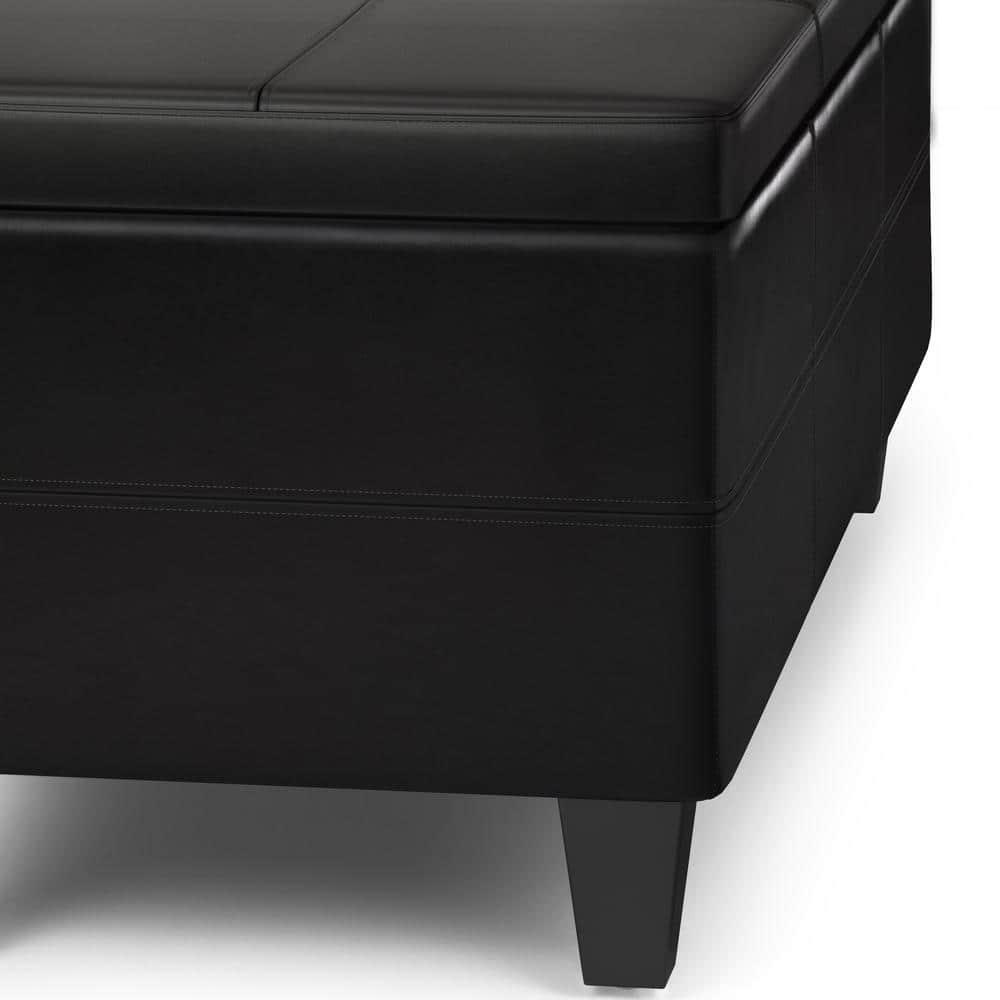 Simpli Home Afton 48"W Vegan Faux Leather Storage Ottoman Bench