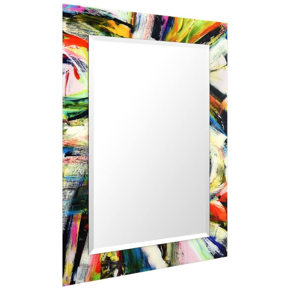 Empire Art Direct Rock Star Rectangular Beveled Mirror on Free Floating Printed Tempered Art Glass, 40" x 30" x 0.4" each, Ready to Hang