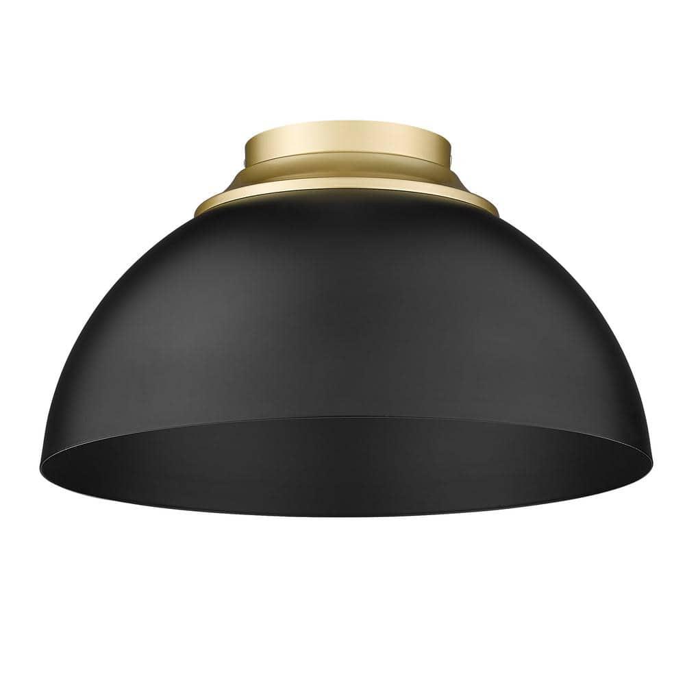 Golden Lighting Zoey 3-Light Flush Mount in Olympic Gold with Matte Black