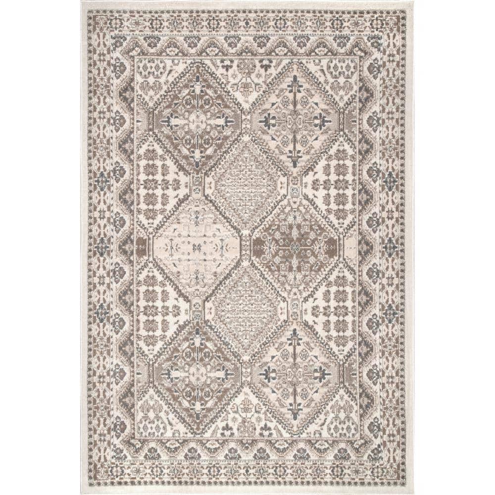 Nuloom 5x8 Becca  Tiled Indoor Area Rug, Beige, Faded Transitional Design, Stain Resistant, BedroomLiving Room, Kitchen,
