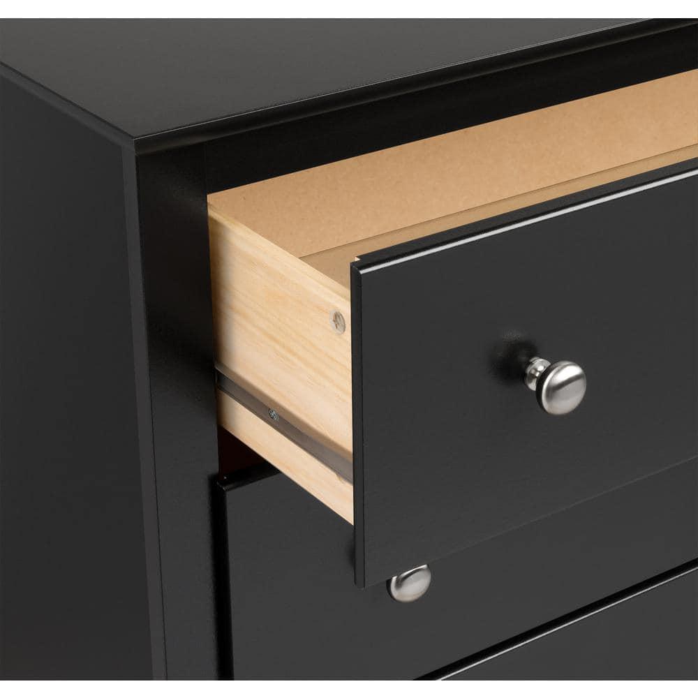 Prepac Sonoma 3 Drawer Nightstand - Black : Wood Composite Bedside Table, Rectangle Shape, Spot Clean