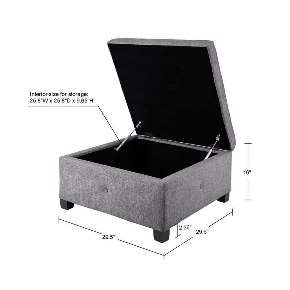 Della Button Tufted Square Storage Ottoman