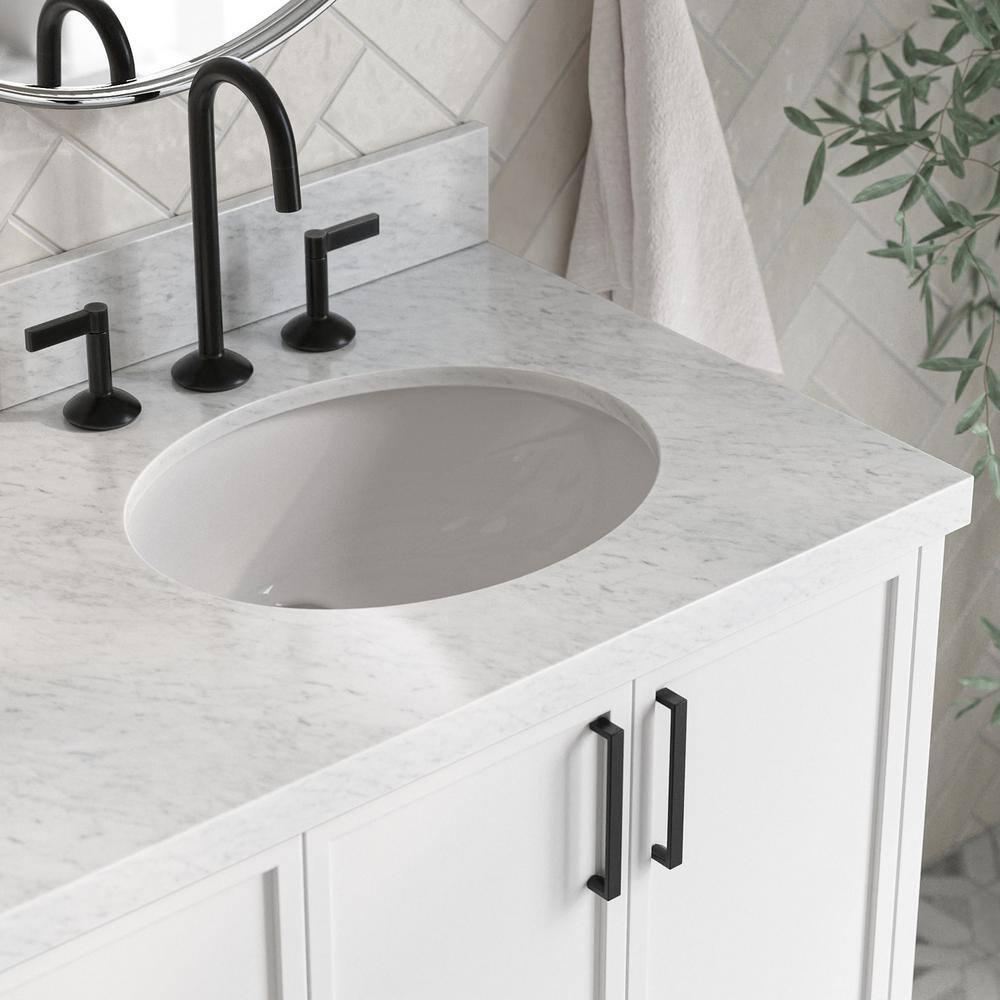 Ariel Kellie 67 Inch Double Oval Sink Bathroom Vanity With Italian Carrara Marble Countertop