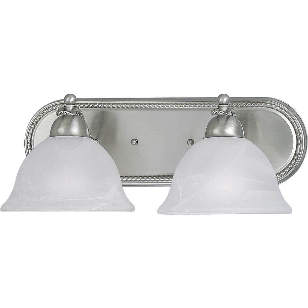 Progress Lighting Avalon 2-Light Bath Bracket, Brushed Nickel, Alabaster Glass Shade