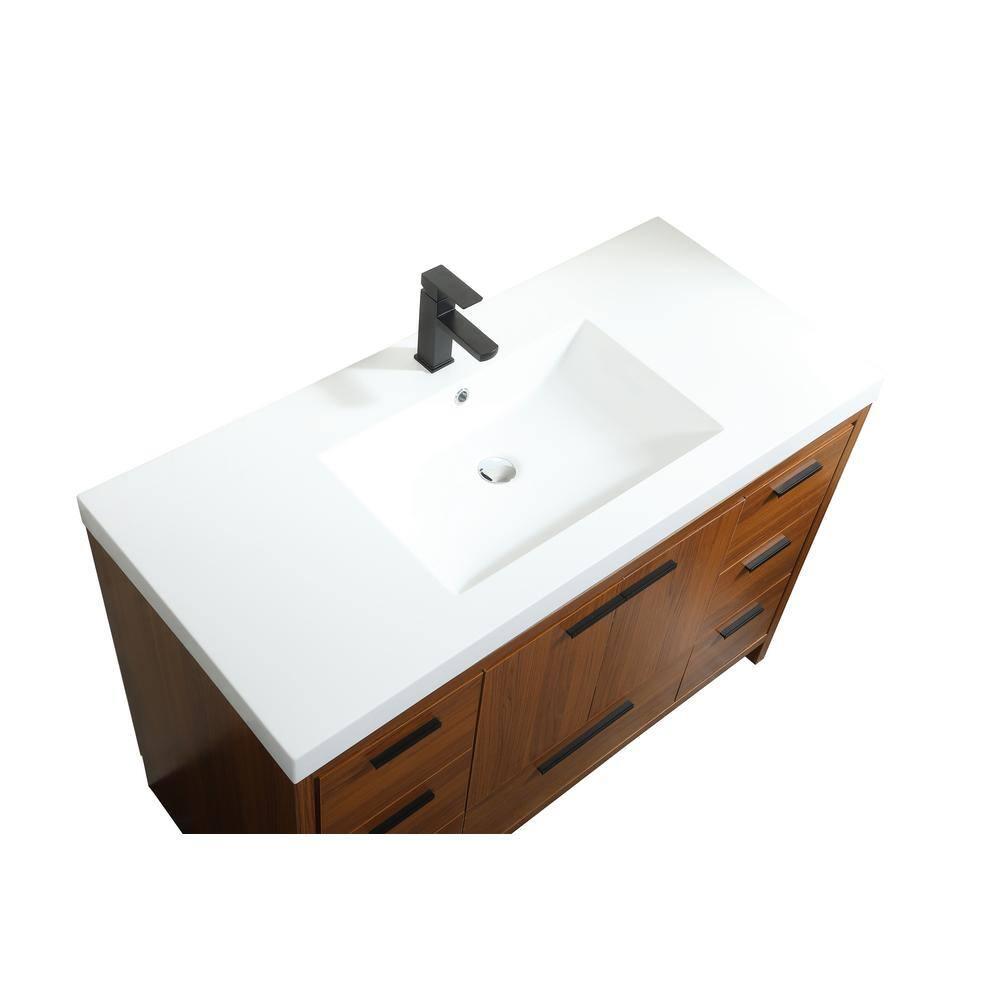 Elegant Decor Wyatt 48" Aluminum Alloy and MDF Single Bathroom Vanity in Teak