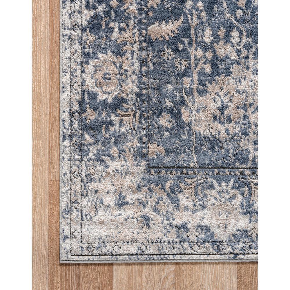 Unique Loom Portland Collection Area Rug - Central (4' 1" Square Blue/Beige)