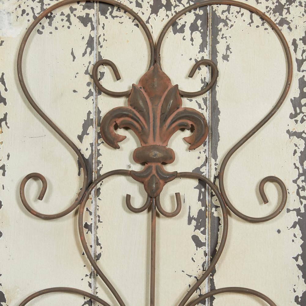 DecMode White Wood Arabesque Scroll Wall Decor (2 Count)