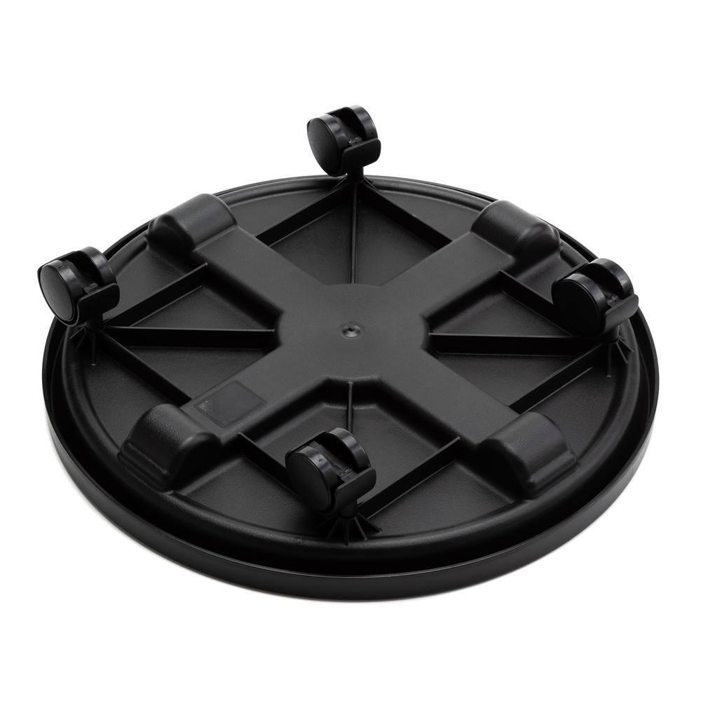 Bloem 16-in Round Planter Caddy With Wheels - Black - 125 lb Capacity