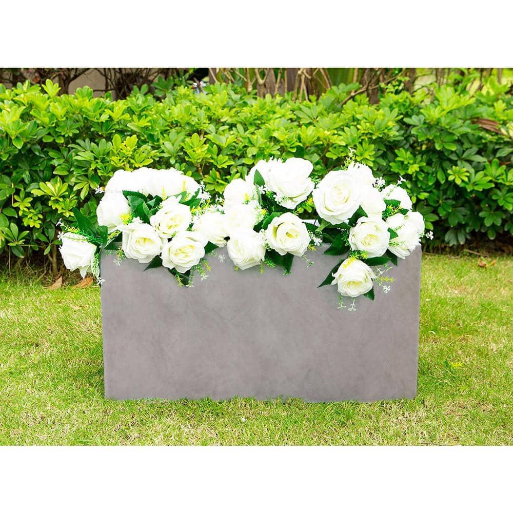 Rosemead Home & Garden, Inc. 12" Rectangular Concrete/Fiberglass Elegant Indoor/Outdoor Planter Weathered Gray