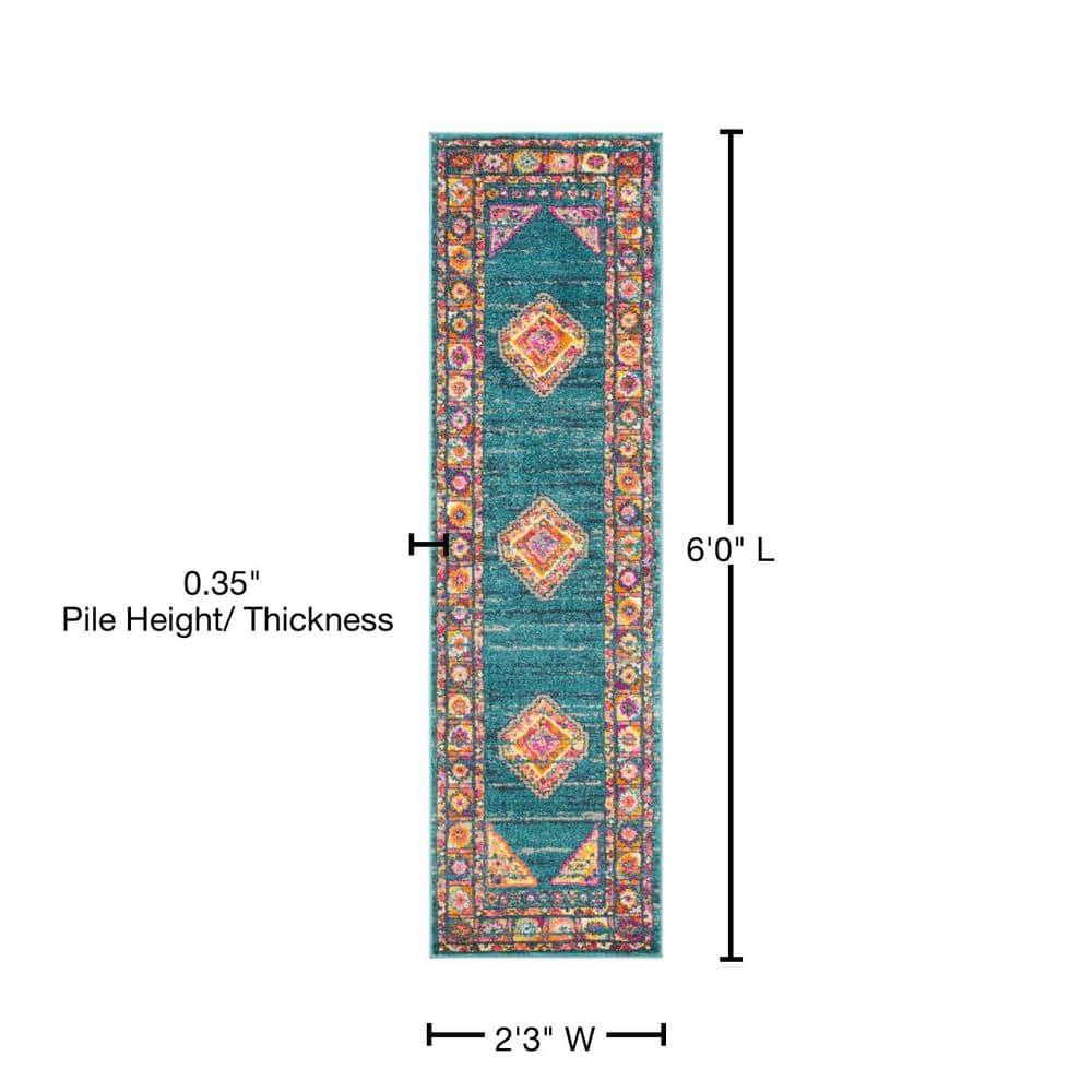 Madison MAD133 Power Loomed Runner Rug - Light Blue/Orange - 2'3"x6' - Safavieh.