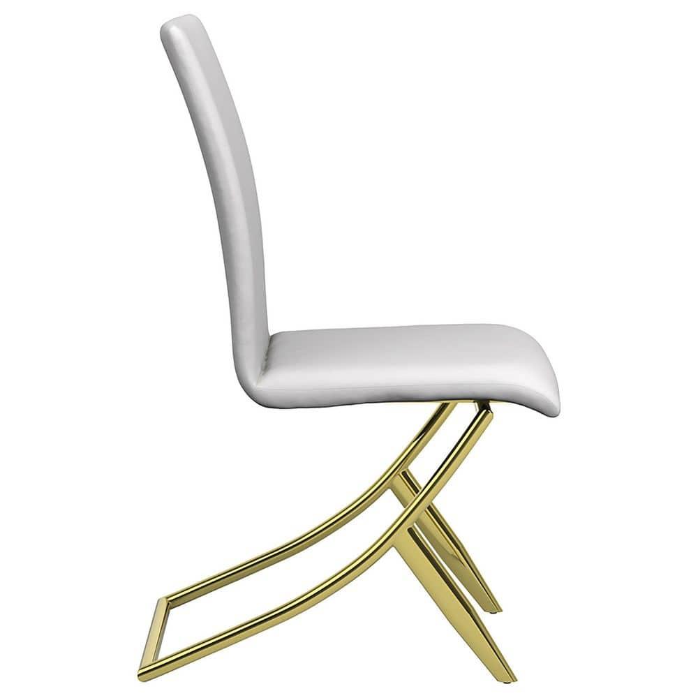 Coaster Chanel Upholstered Faux Leather Dining Chairs in White