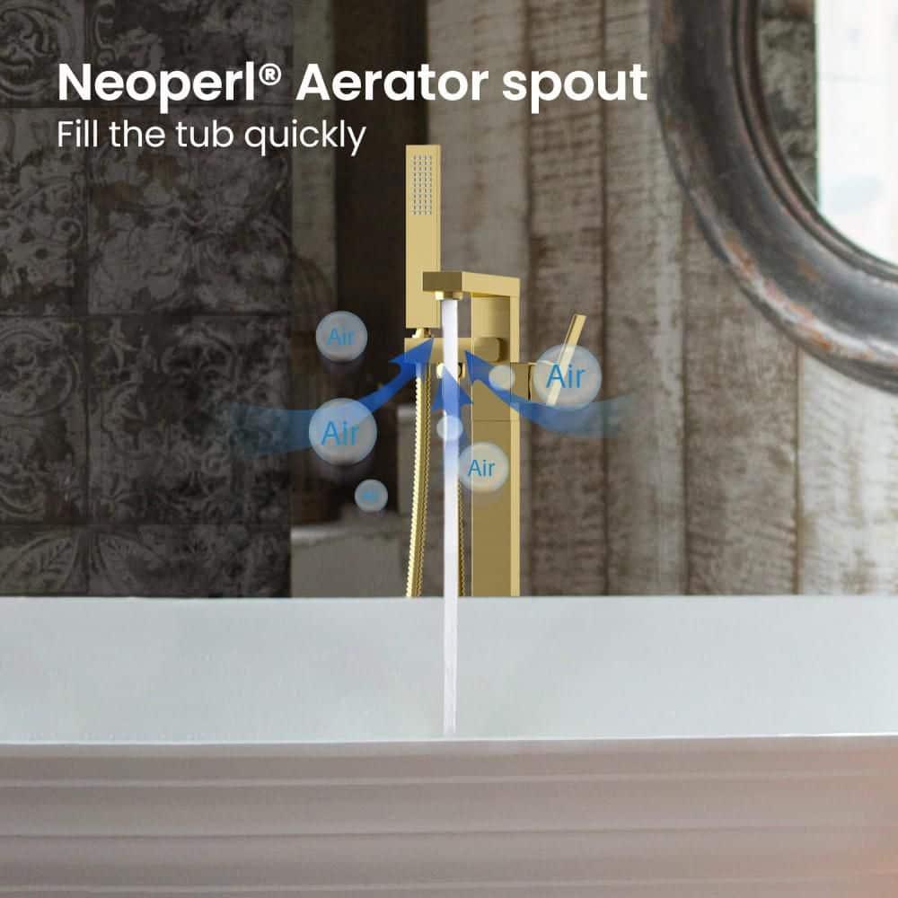 Cube Floor Tub Spout with Diverter