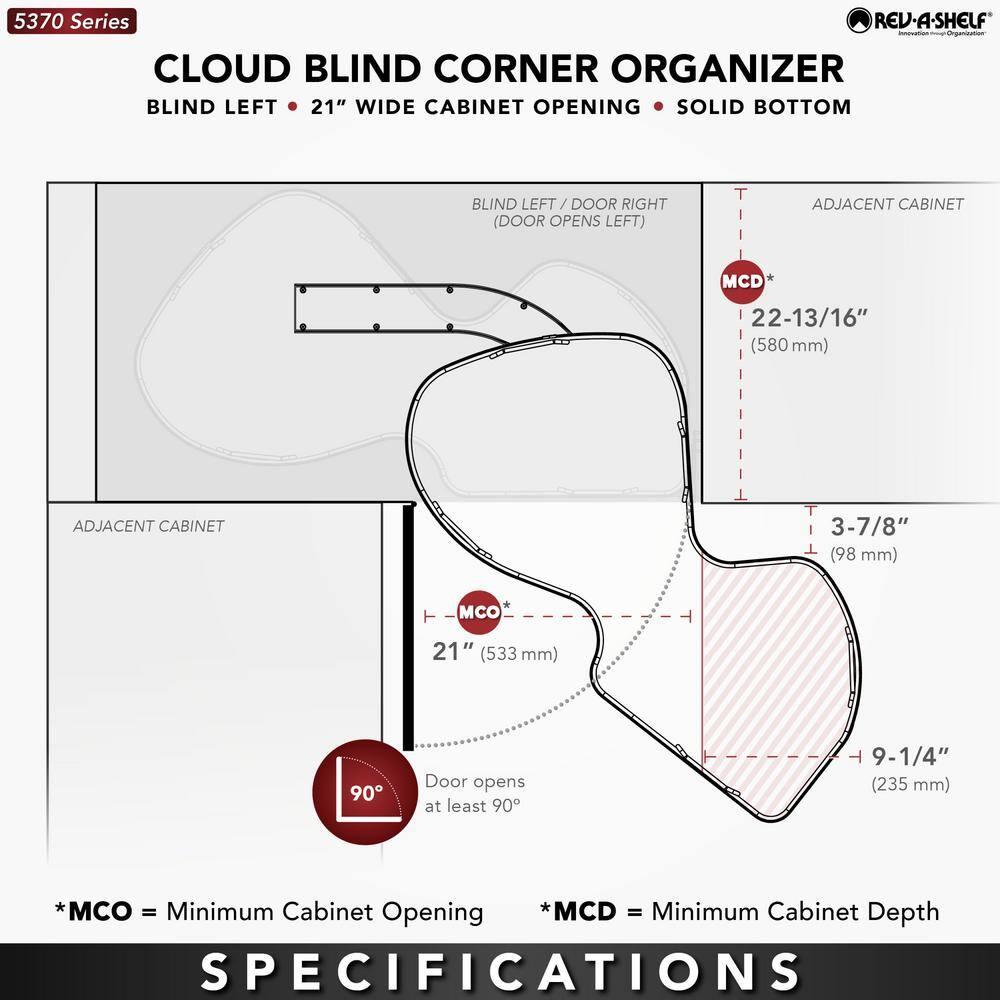 Rev-A-Shelf Rev-A-Shelf Contemporary Cloud Blind Corner Organizer for Blind Left Cabinet