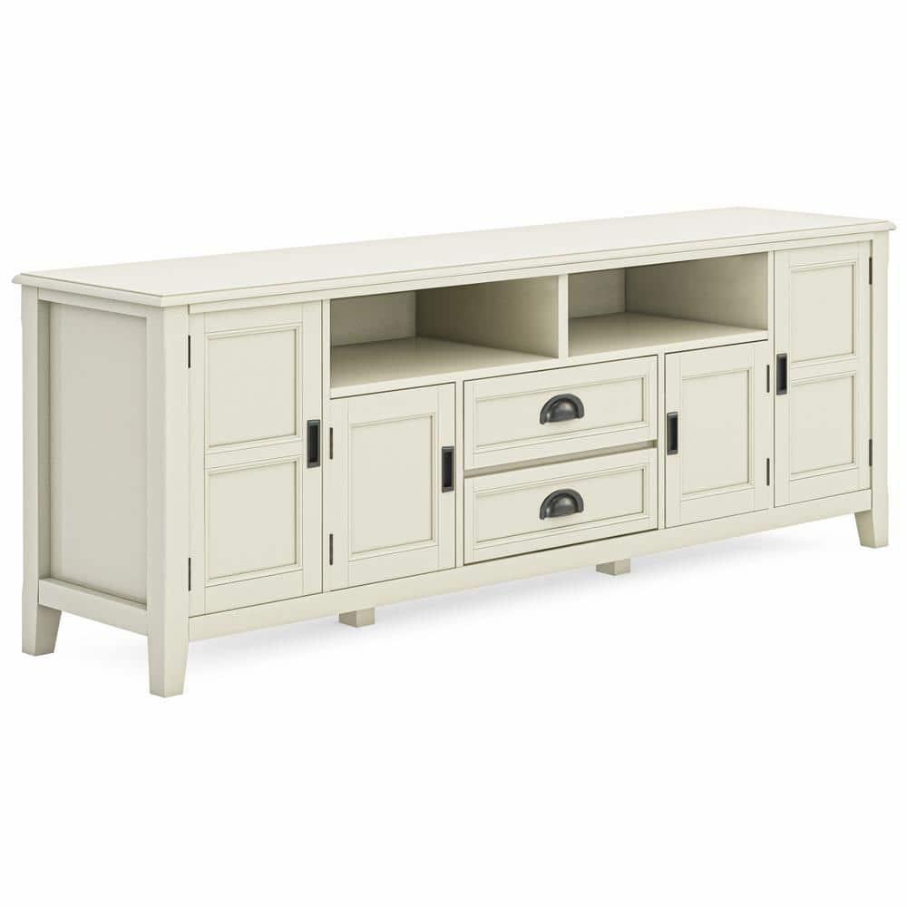 Simpli Home Burlington 72"W Solid Wood TV Stand for TVs up to 80" with 4 Cabinets