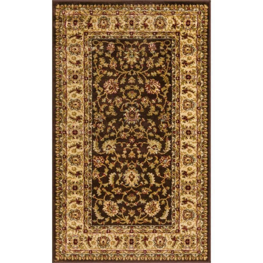 Rugs.com Aditi Collection Rug – 3' 3 x 5' 3 Brown Low Rug Perfect For Living Rooms, Large Dining Rooms, Open Floorplans
