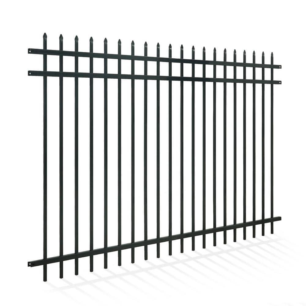 Fencer Wire Heavy Duty Pinnacle Fence Barrier Panel, 5FT Height X 8FT Width Anti-Rust Metal Fencing Panel, 2” Diameter Steel Outdoor Decorative Garden Fence Panel for Yard, Pool, Patio, Single Panel