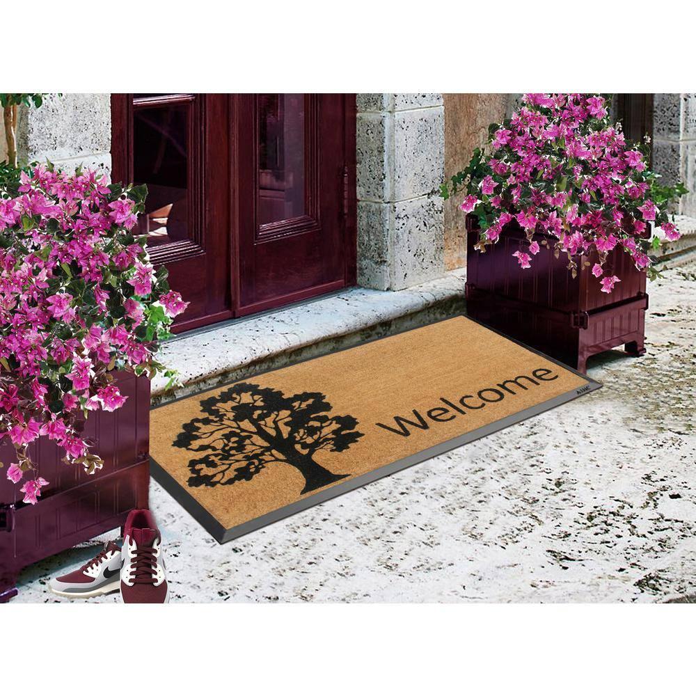 A1 Home Collections Entrance Door Mats, 24” x 48”, Durable Large Doormat, Non-Slip Welcome Doormat, Rubber Backed Thin-Profile Heavy Duty Door Mat, Doormat for Front Door, High Traffic Areas