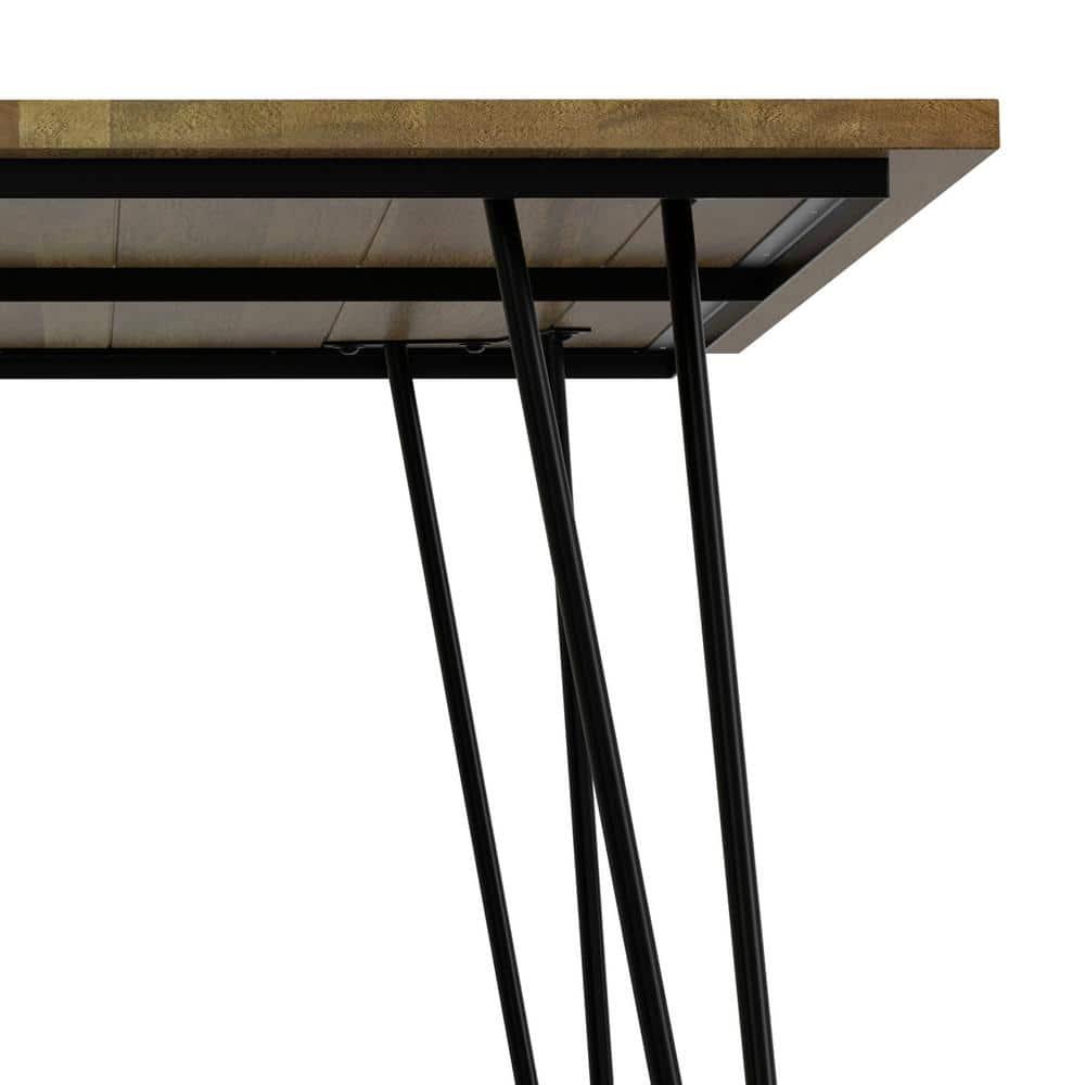 Hunter 66"W Solid Mango Wood Dining Table, Industrial Style with Hairpin Legs, Seats 6