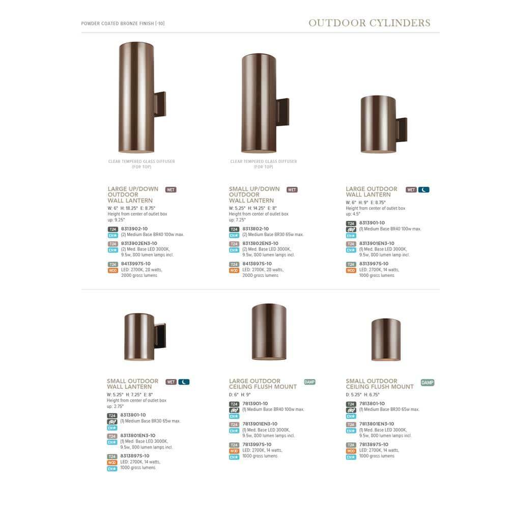 Progress Lighting, Cylinder, 1-Light, Flush Mount, Antique Bronze, Aluminum, LED, Wet Rated, P5774 Series
