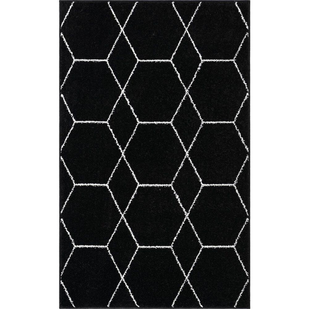 Unique Loom 3' 3 x 5' 3 Trellis Frieze Geometric Black Area Rug
