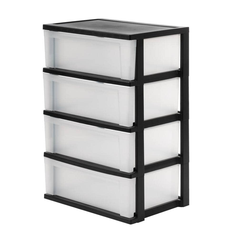 IRIS USA, Inc. 4 Drawer Plastic Wide Chest, Black