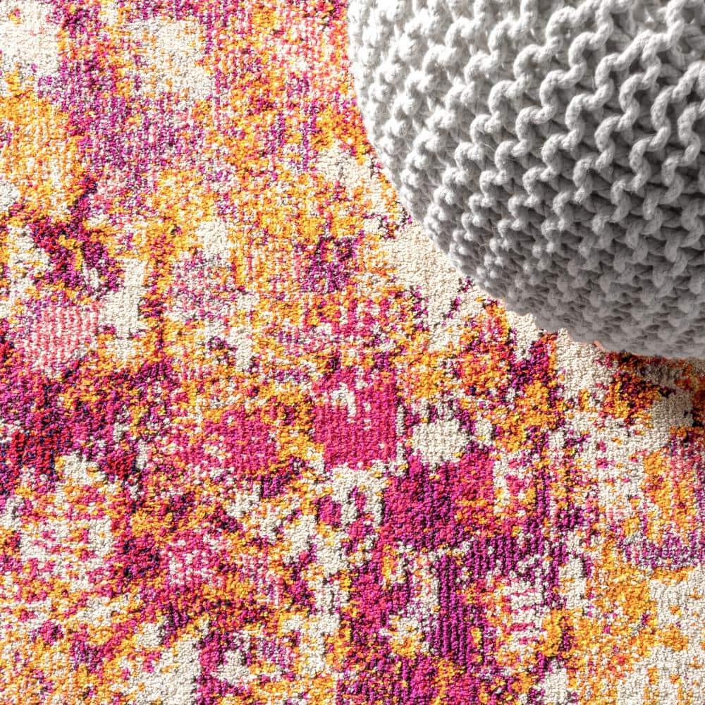 8'x10' Contemporary POP Modern Abstract Area Rug, Pink/Orange - JONATHAN Y
