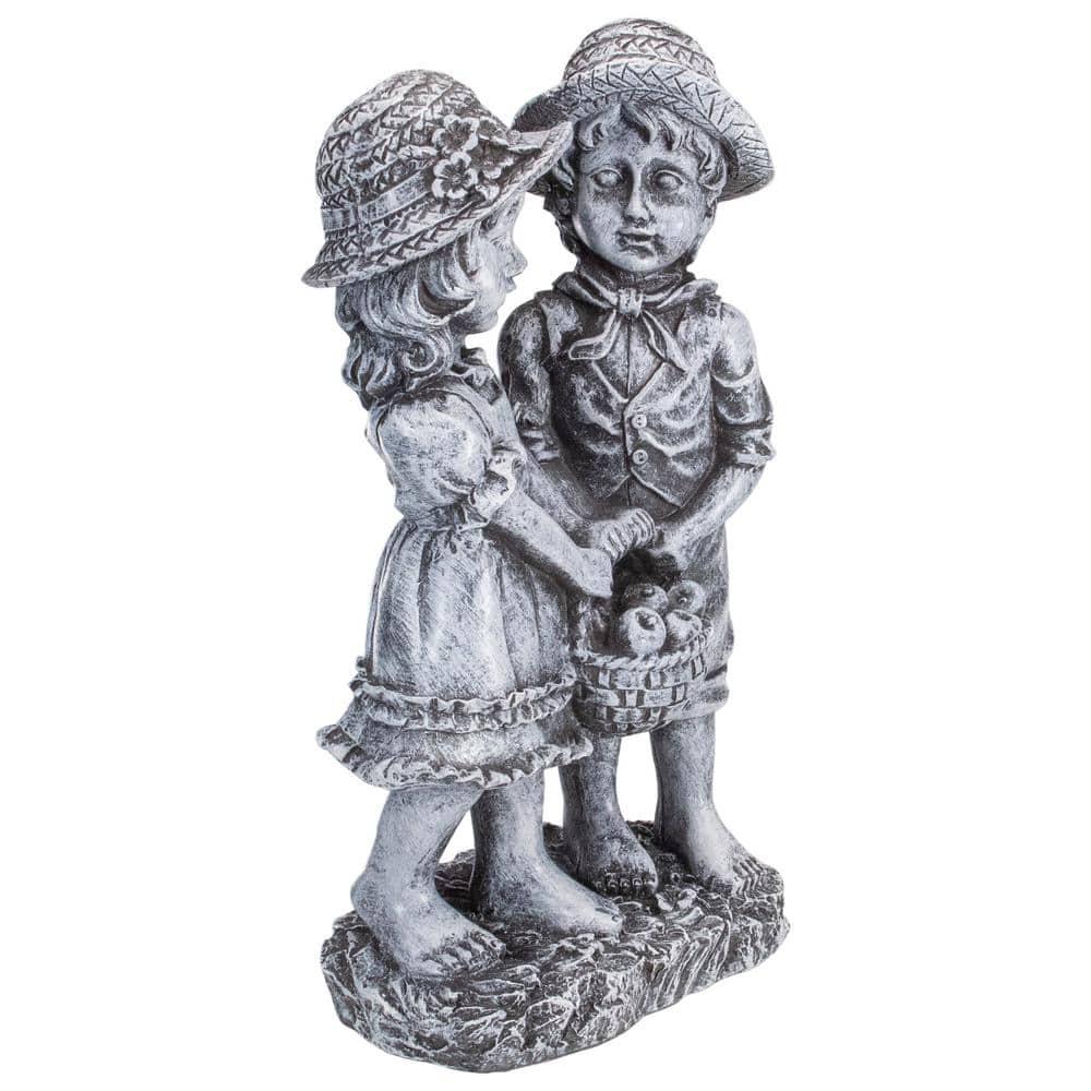 Northlight Seasonal 13" Boy and Girl Apple Picking Outdoor Garden Statue