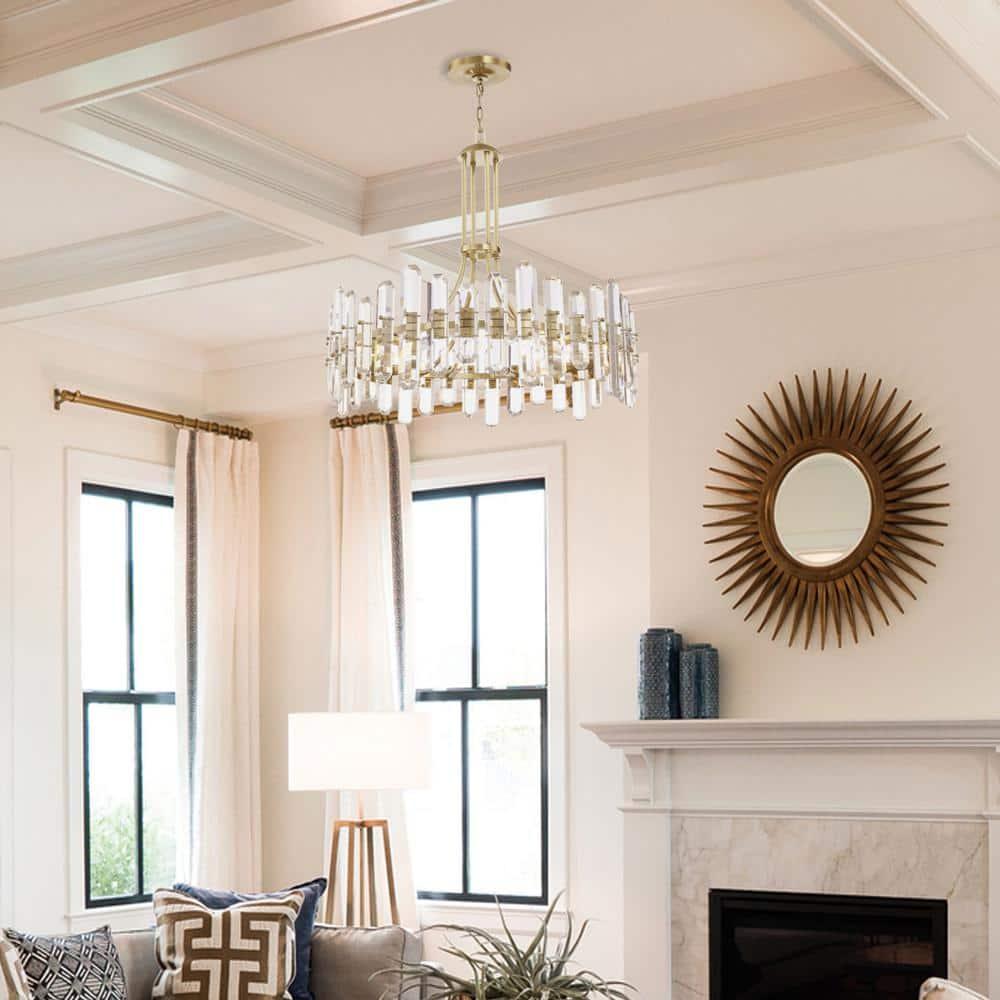 Twelve Light Chandelier In Traditional And Contemporary Style 31 Inches Wide By 28.25 Inches High-Aged Brass Finish Crystorama Lighting Bol-8889-Ag