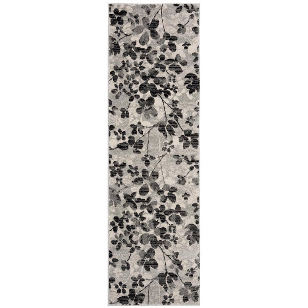Evoke EVK236 Power Loomed Runner Rug - Grey/Black - 2'2"x7' - Safavieh.