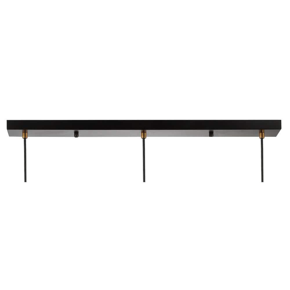 Edison 33.25" Linear 3-Light Metal Linear LED Pendant, Black/Brass Gold