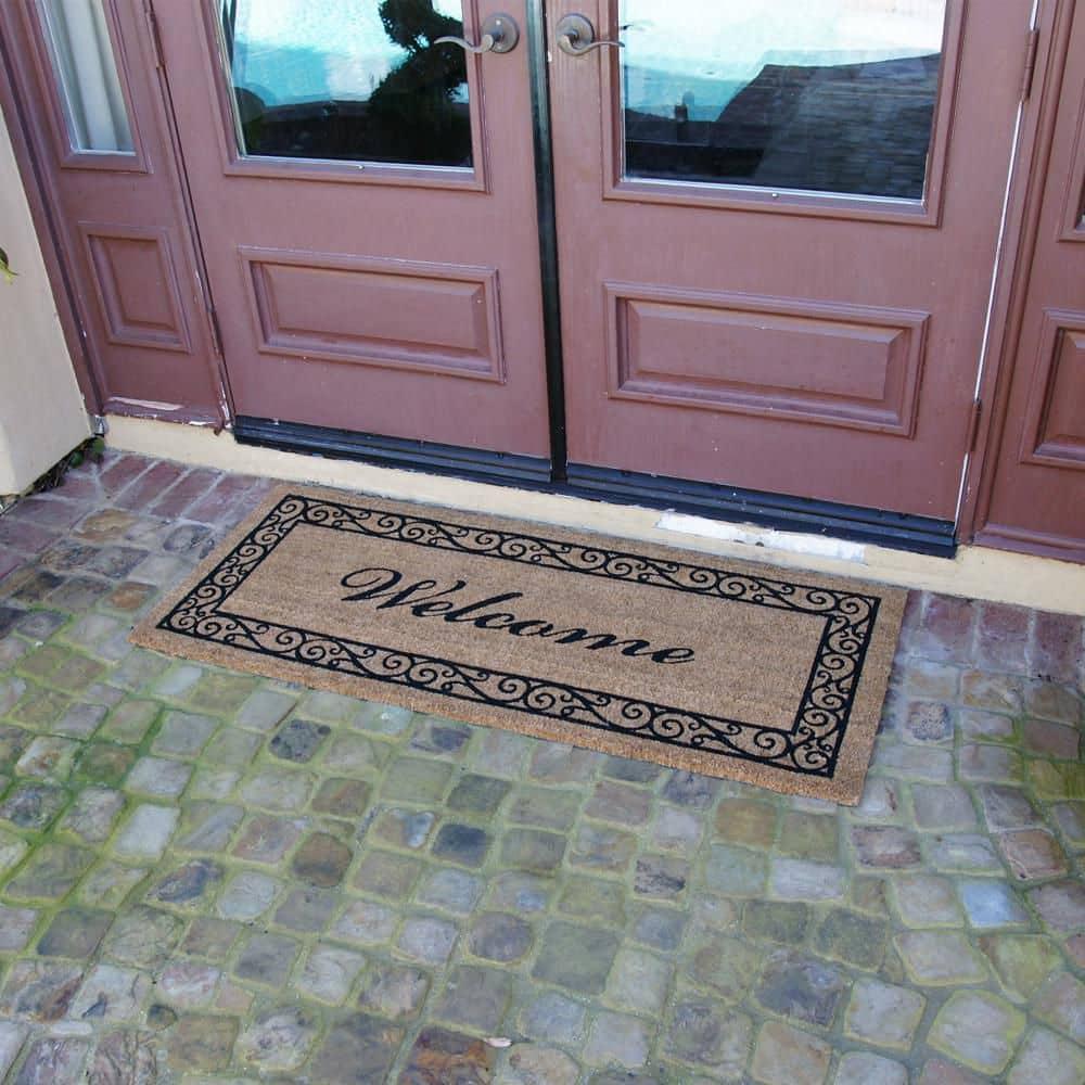 Coir Double Wide Black and Brown Outdoor Door Mats Set