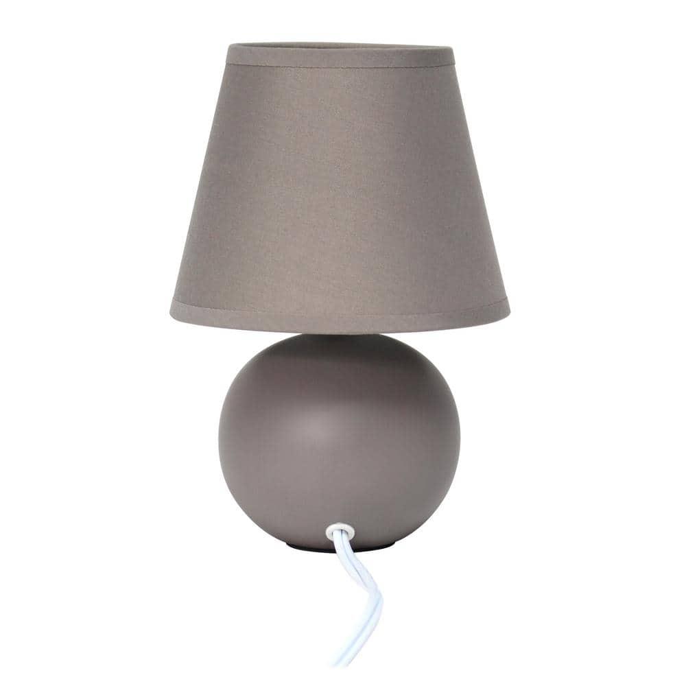 Simple Designs 8.66" Compact Ceramic Globe Table Lamp with Stylish Shade (Includes LED Light Bulb) Gray