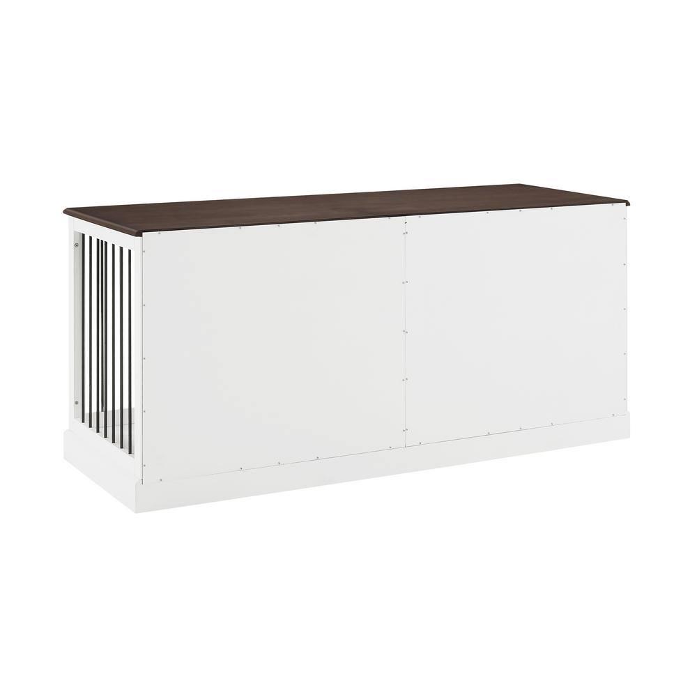 Crosley Winslow Credenza Pet Crate-Color:White/Dark Brown,Size:Medium