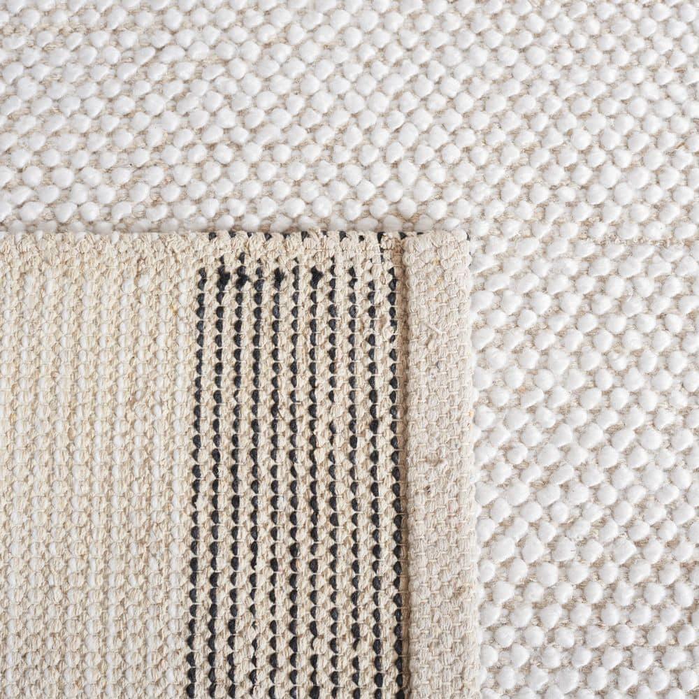 Natura NAT324 Flat Weave Indoor Area Rug - Ivory/Black - 6'x6' - Safavieh