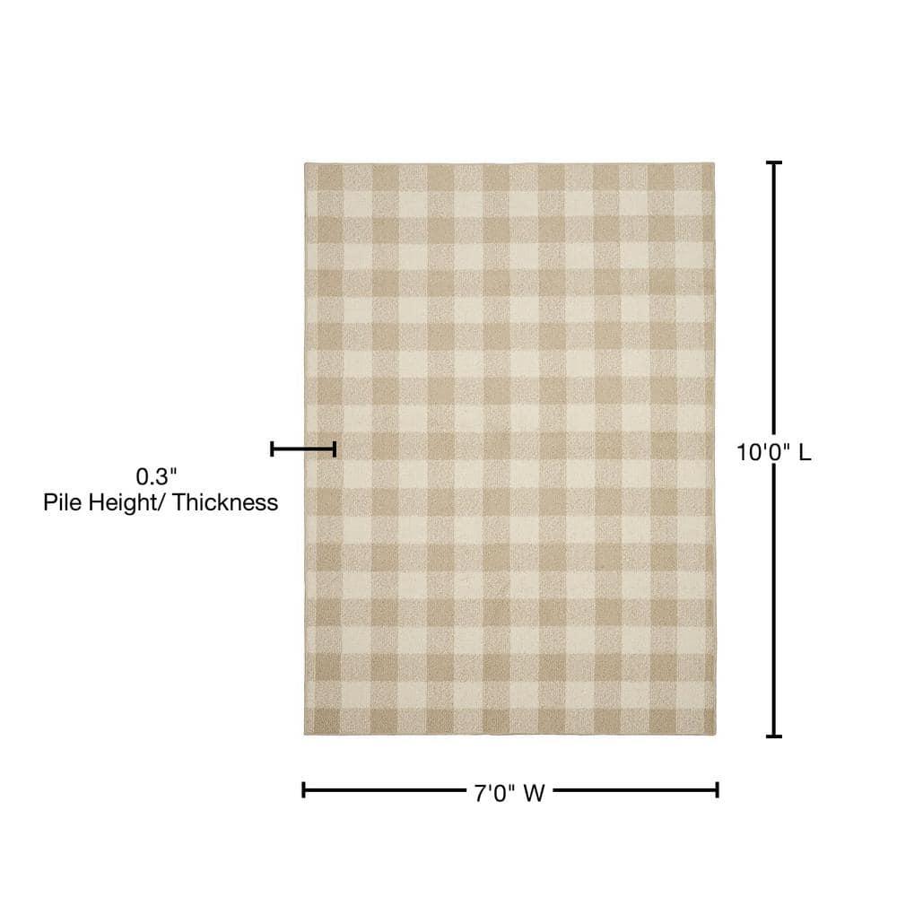 Garland Rug Country Living Buffalo Plaid Polypropylene Tan/Ivory Indoor Area Rug, 7' x 10'