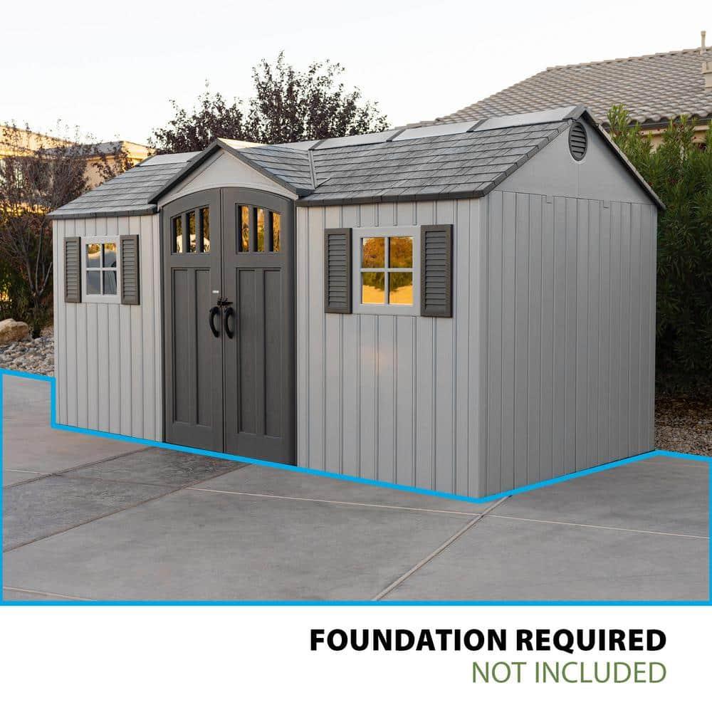 Lifetime 15 Ft. x 8 Ft. High-Density Polyethylene Outdoor Storage Shed with Steel-Reinforced Construction & Reviews | Wayfair