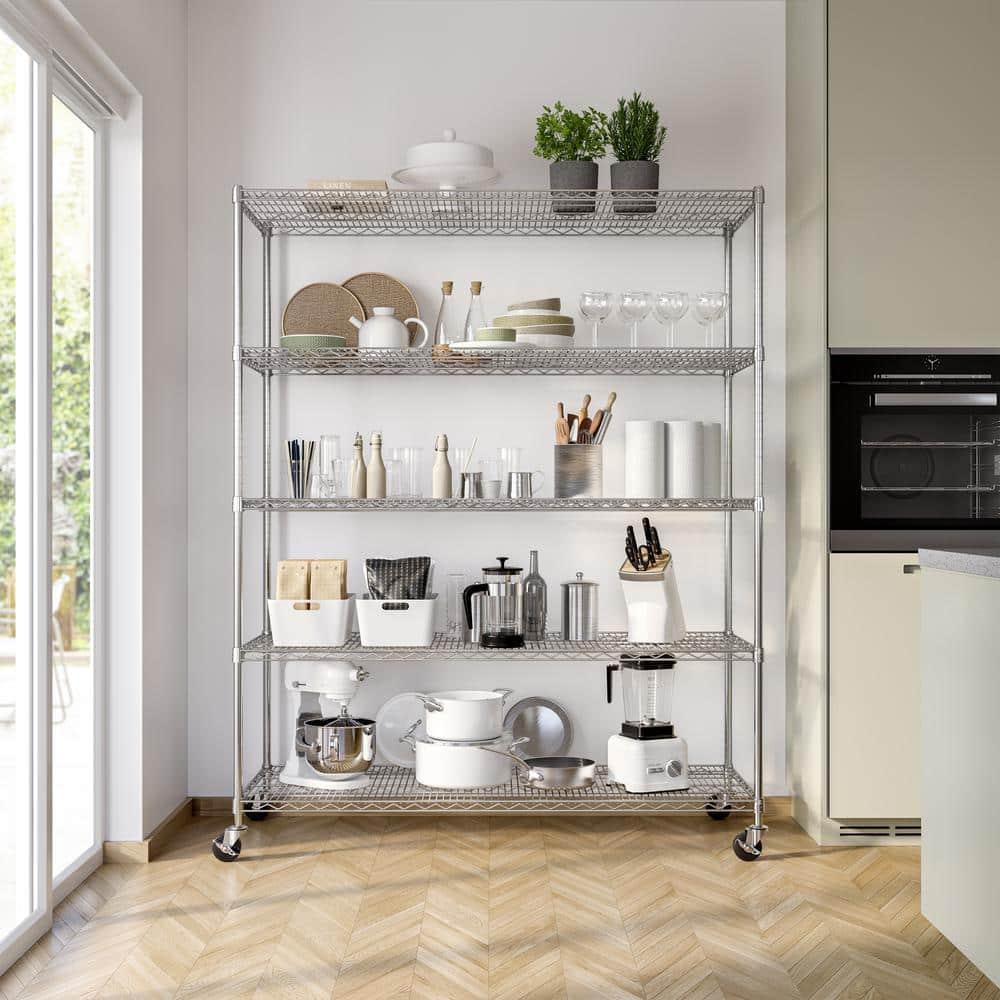 UltraDurable 24" D 5-Tier NSF-Certified Steel Shelving with Wheels