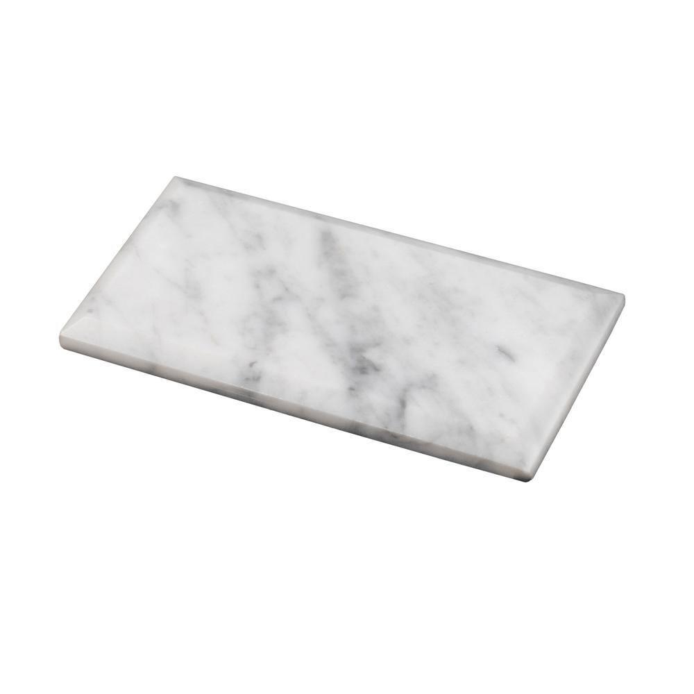 40 pack White 3 in. x 6 in. Beveled Polished Marble Subway Wall and Floor Tile (5 sq. ft./Case)