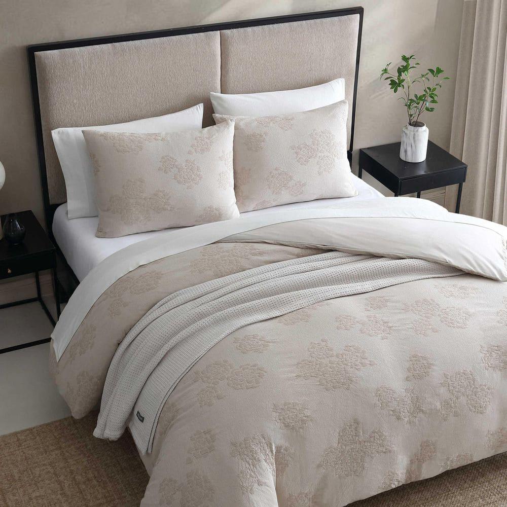 Vera Wang Vera Wang Roses Beige Cotton Duvet Cover Set