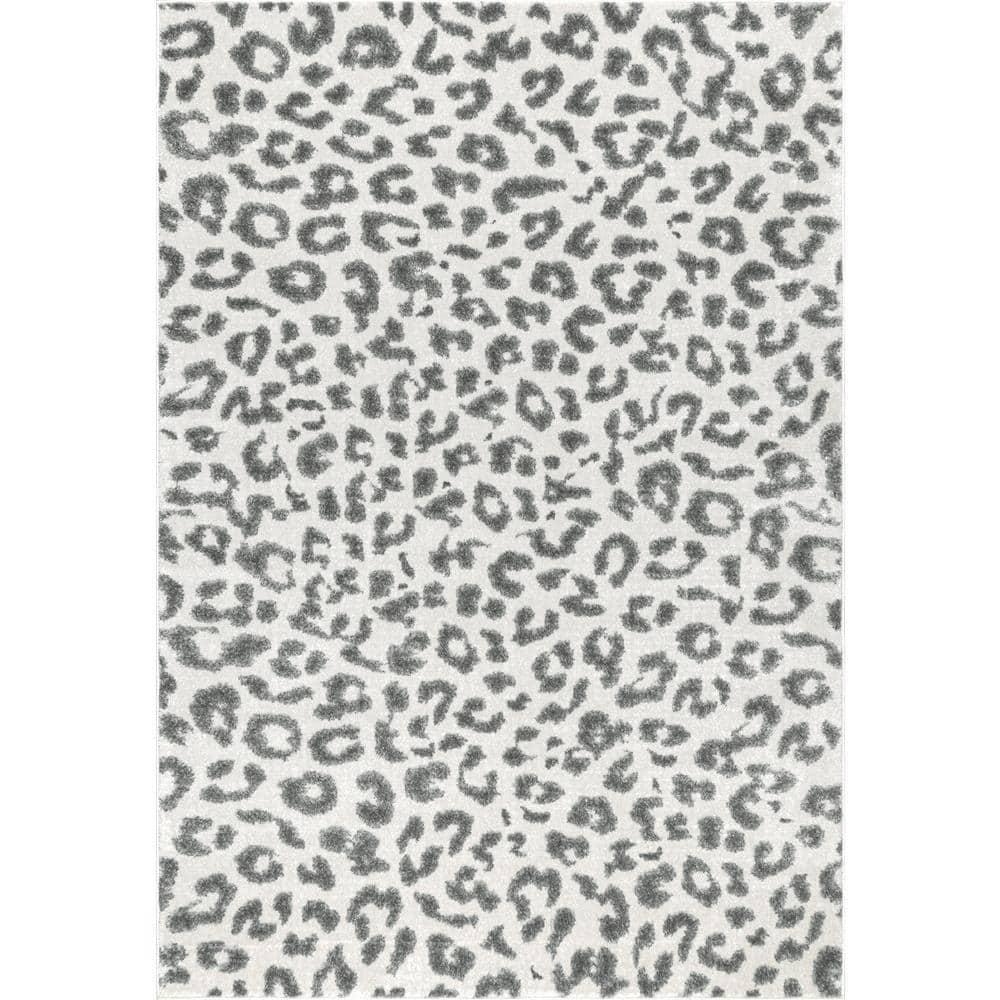 Nuloom Leopard Animal Print 10x14 Indoor Area Rug for Living Room Bedroom Dining Room Kitchen, Grey/Off White