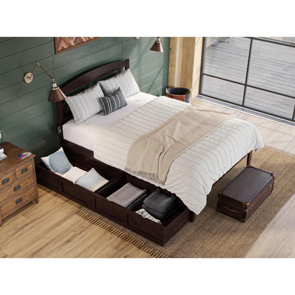 Warren, Solid Wood Platform Bed with Storage Drawers (Set of 2), Full, Espresso