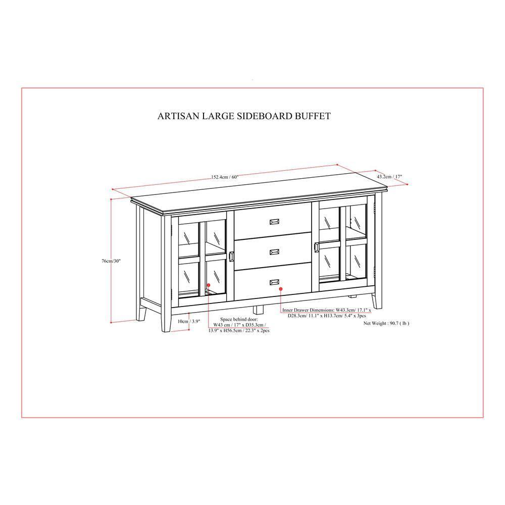 Simpli Home Artisan Large Sideboard Buffet