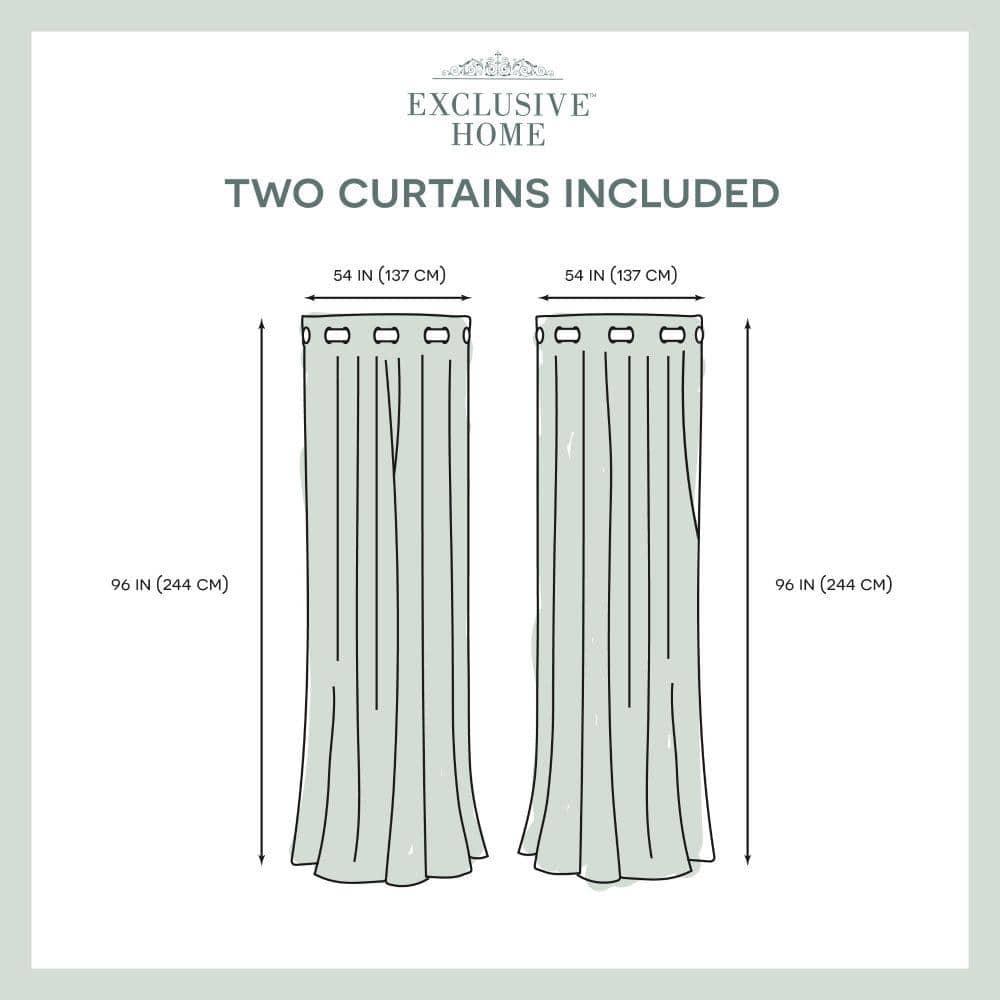 Set of 2 (96"x54") Loha Linen Grommet Top Light Filtering Curtain Panel Ivory - Exclusive Home: Modern Polyester Drapes