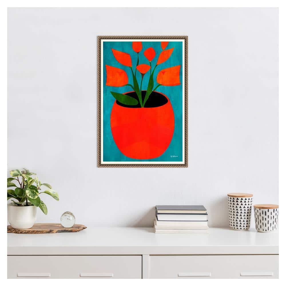 Amanti Art Red Blossoms by Bo Anderson Canvas Wall Art Print Framed 16 x 23-in.