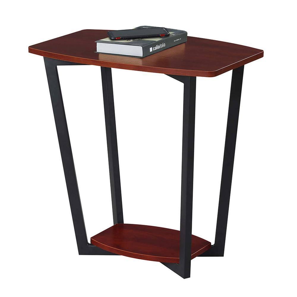Urban Chic 24" Cherry-Black Wood & Metal End Table with Shelf